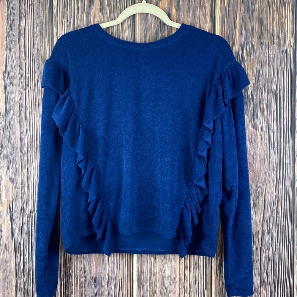Women’s Chloe & Katie Blue Long-Sleeve Ruffle Shirt -Size M